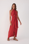 Vestido Midi Crepe Decote Torcido