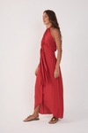 Vestido Midi Crepe Decote Torcido
