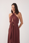 Vestido Midi Crepe Decote Torcido