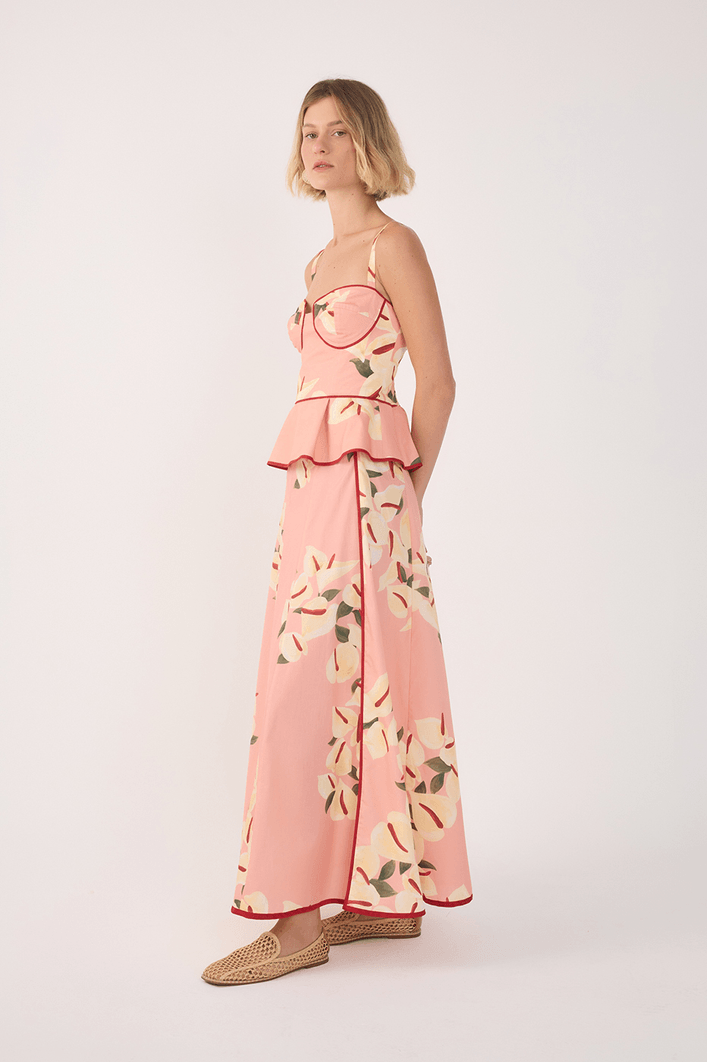 Saia Cropped Tricoline Estampa Antúrio