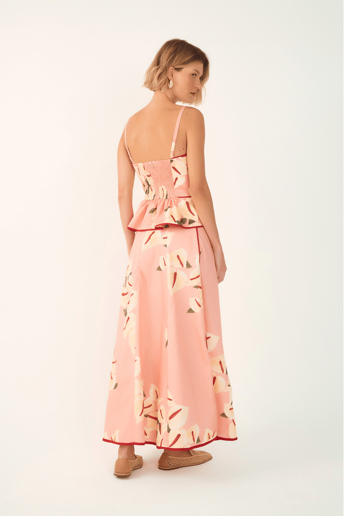 Saia Cropped Tricoline Estampa Antúrio