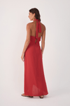 Vestido Midi Crepe Decote Torcido
