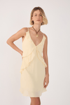 Vestido Curto Crepe Recorte Deslocado