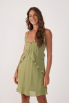 Vestido Curto Crepe Recorte Deslocado
