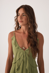 Vestido Curto Crepe Recorte Deslocado