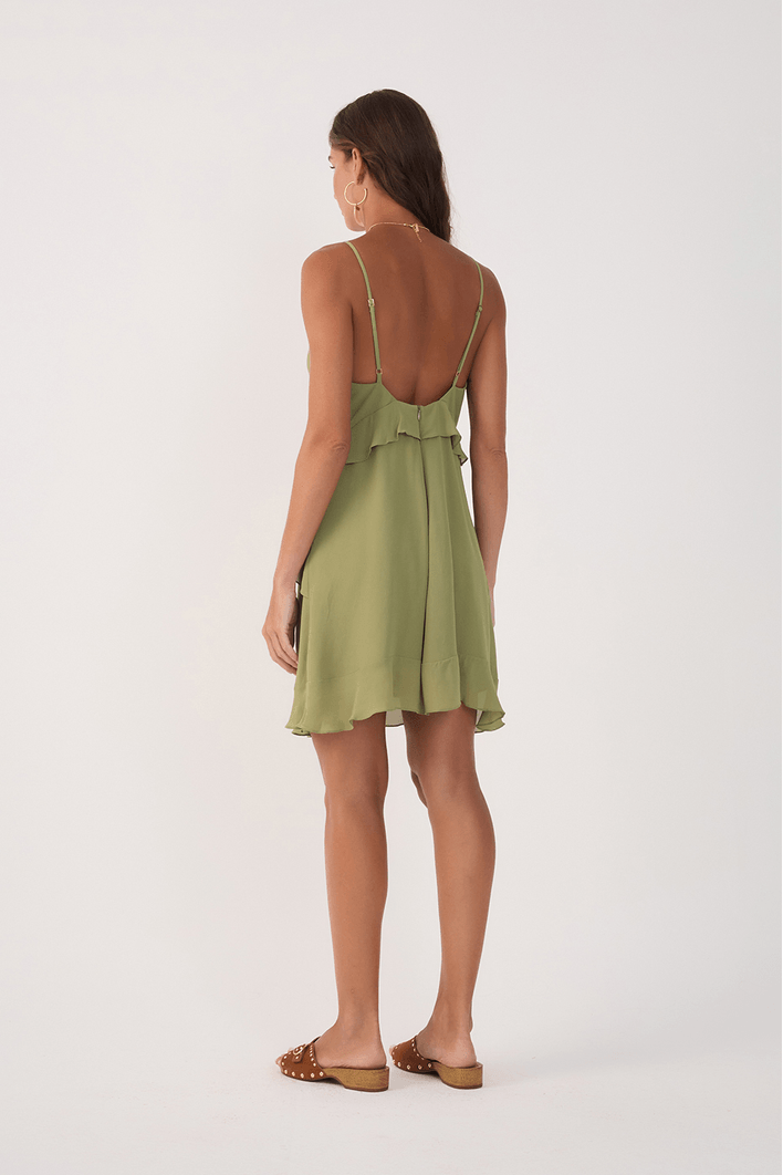 Vestido Curto Crepe Recorte Deslocado