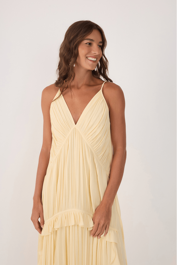 Vestido Longo Crepe Drapeado
