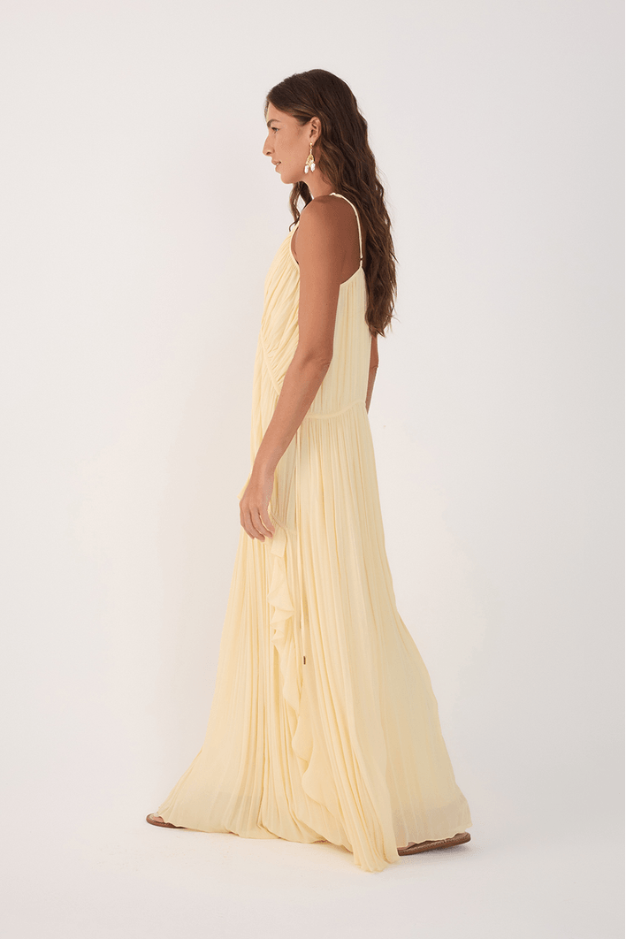 Vestido Longo Crepe Drapeado