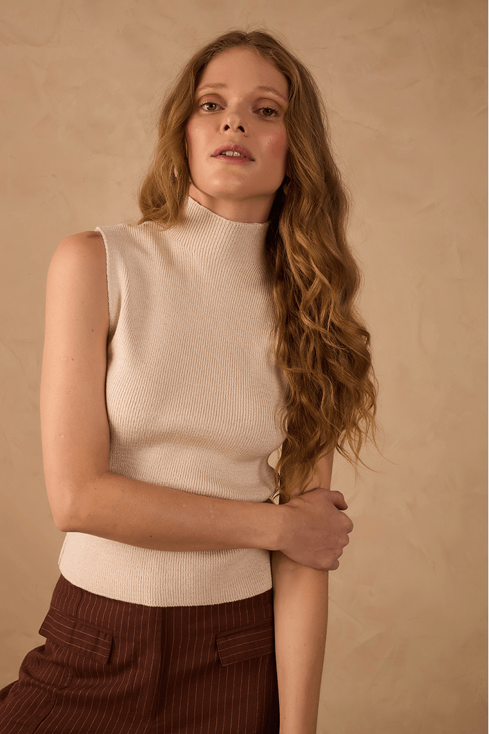 Blusa Tricot Gola Alta