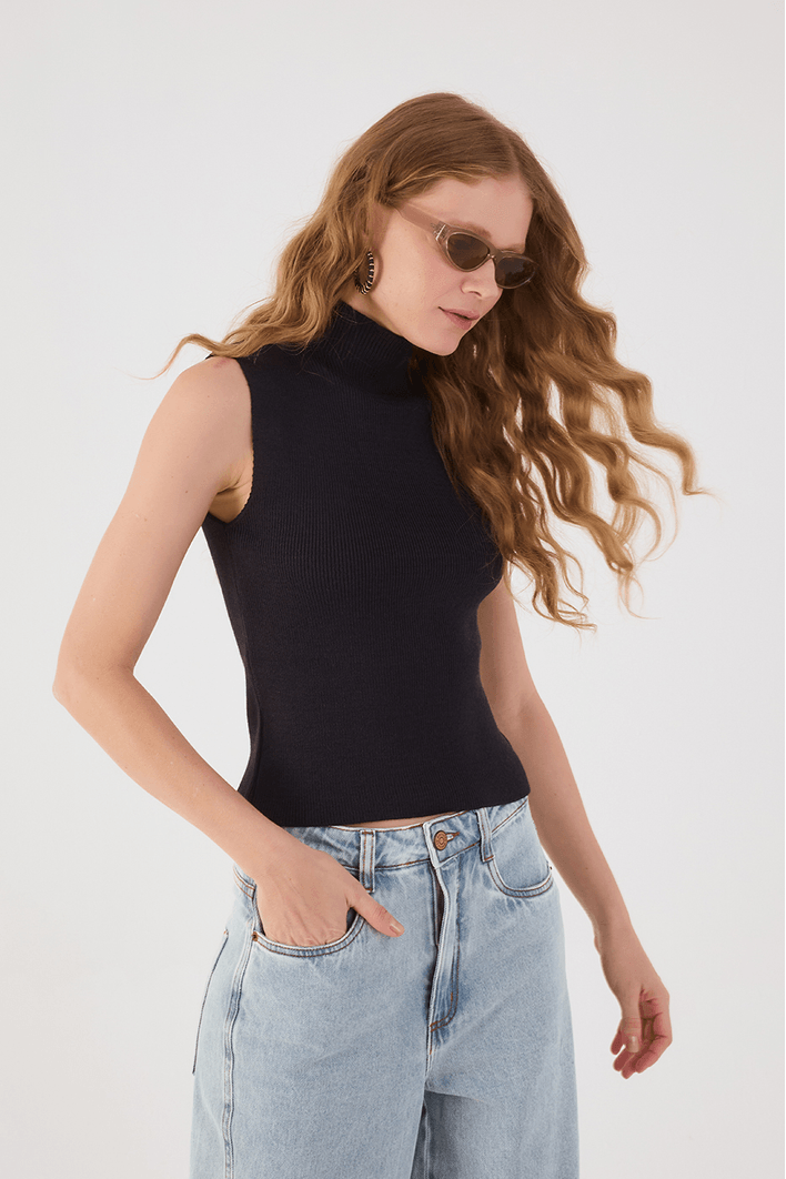 Blusa Tricot Gola Alta