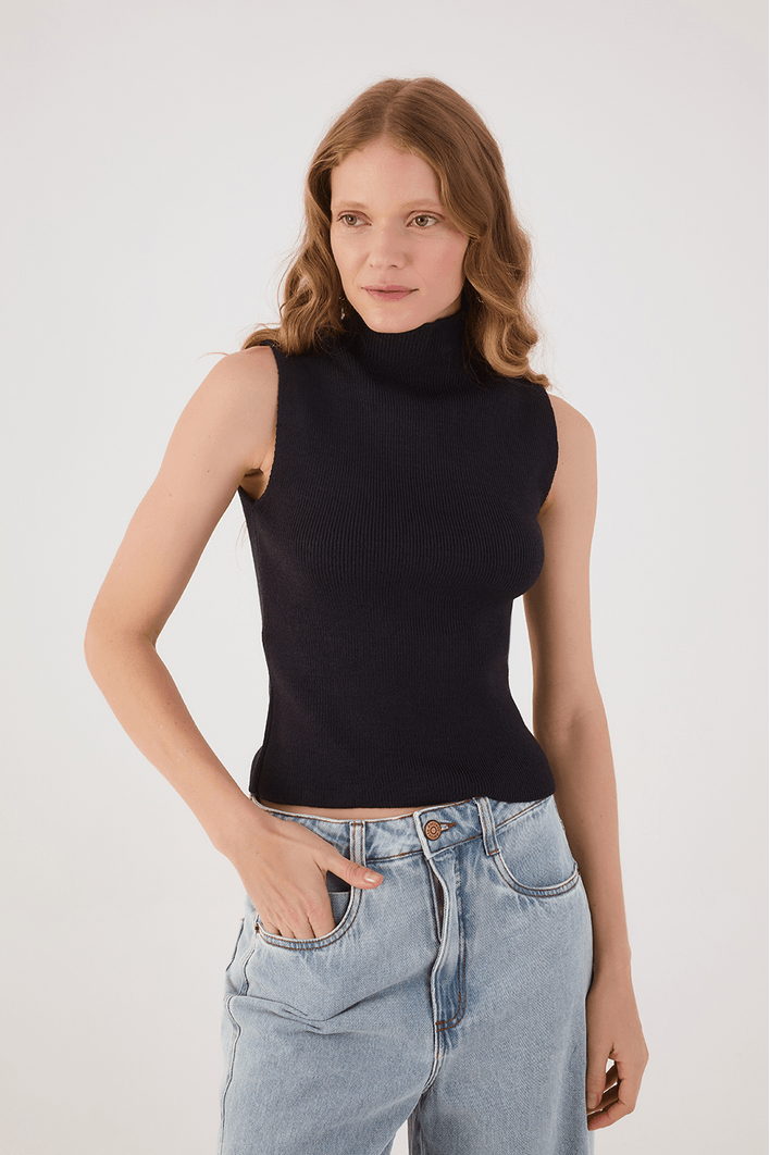 Blusa Tricot Gola Alta