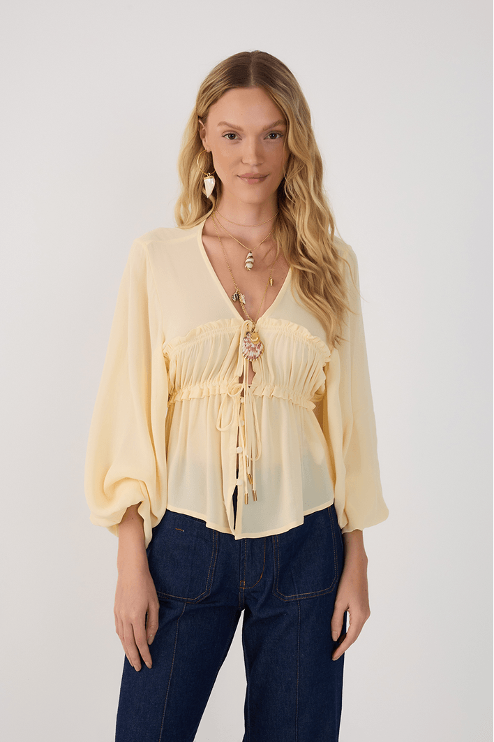 Blusa Crepe Busto Drapeado