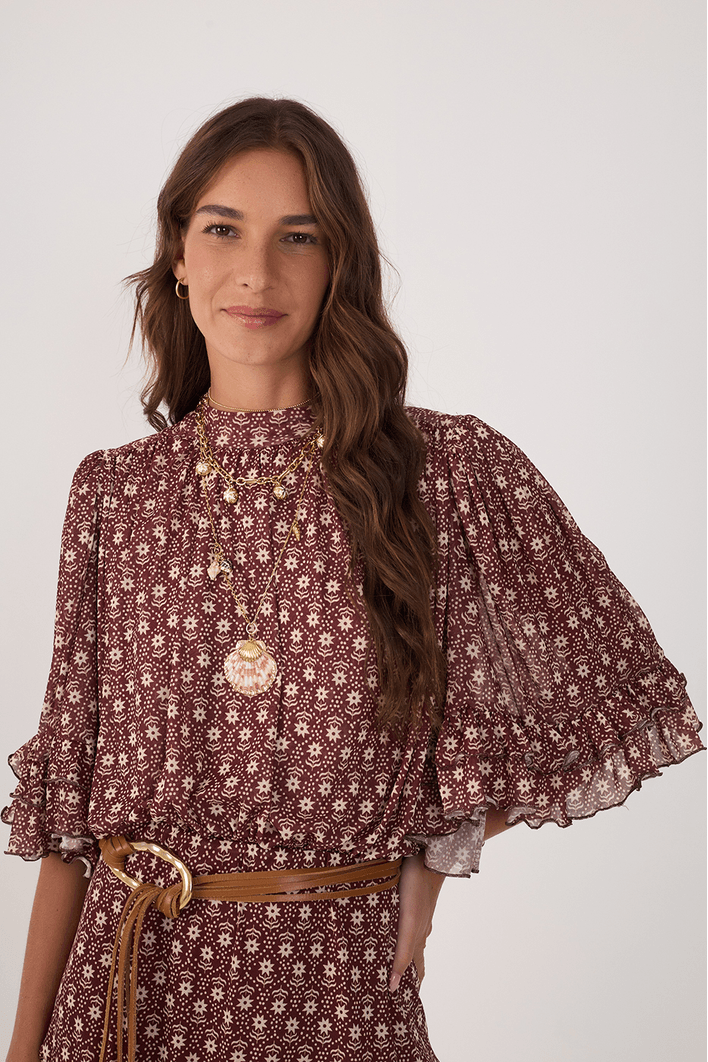 Vestido Tule Estampa Essência