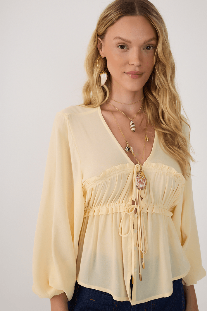 Blusa Crepe Busto Drapeado