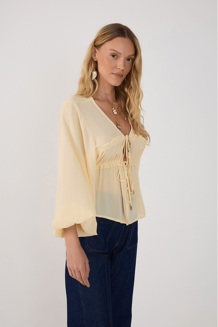 Blusa Crepe Busto Drapeado