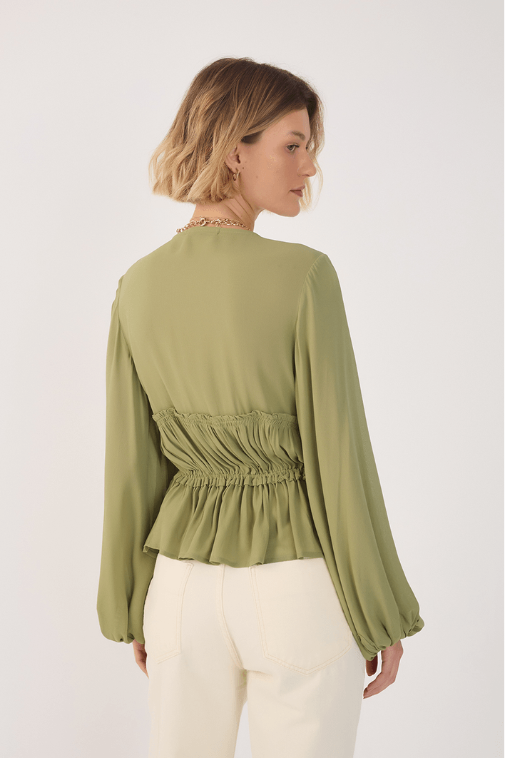 Blusa Crepe Busto Drapeado