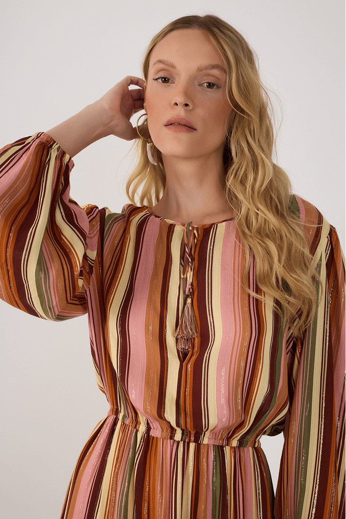 Vestido Lurex Estampa Bosque