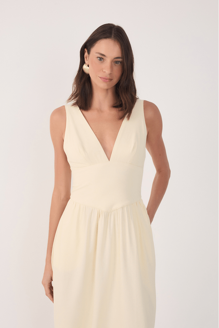 Vestido Cropped Linho Pala Larga