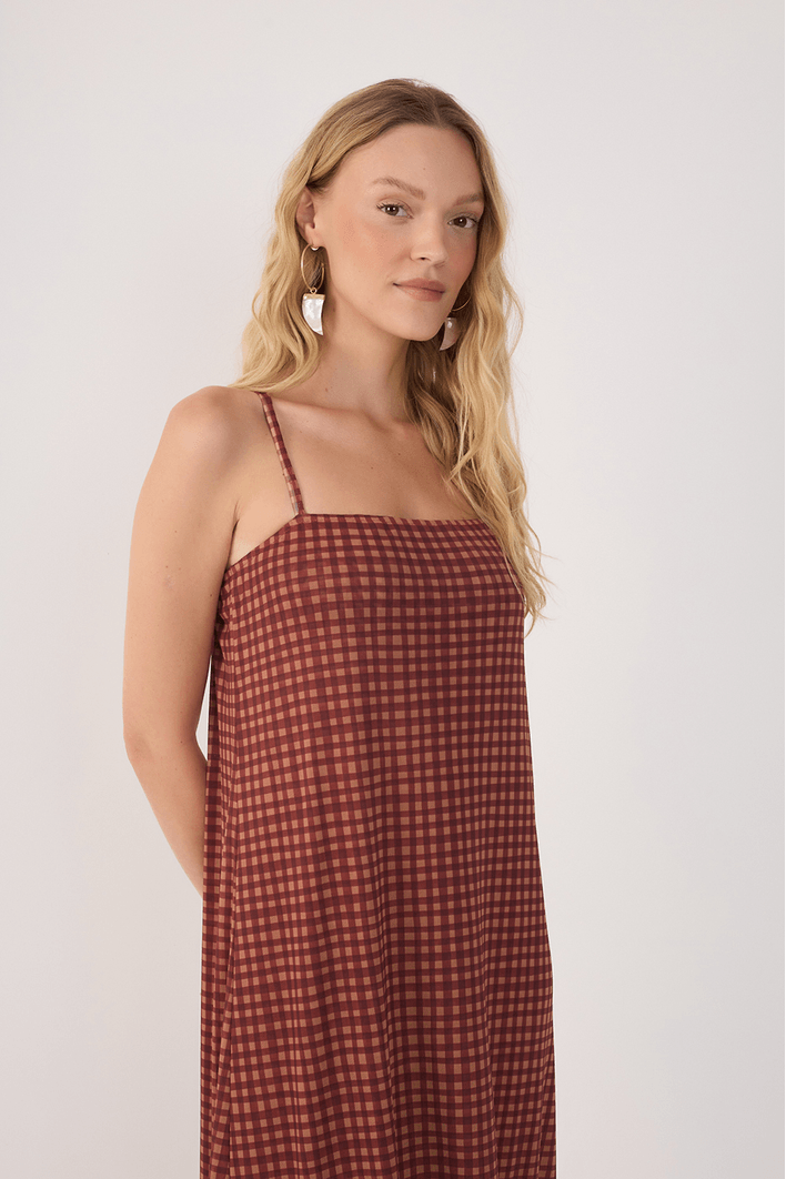 Vestido Tule Estampa Vichy
