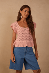 Blusa Crochet Decote Quadrado