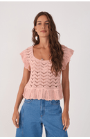 Blusa Crochet Decote Quadrado