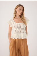 Blusa Crochet Decote Quadrado