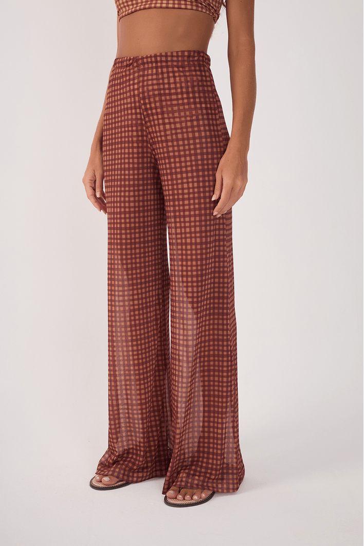 Calça Tule Estampa Vichy