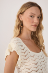 Blusa Crochet Decote Quadrado