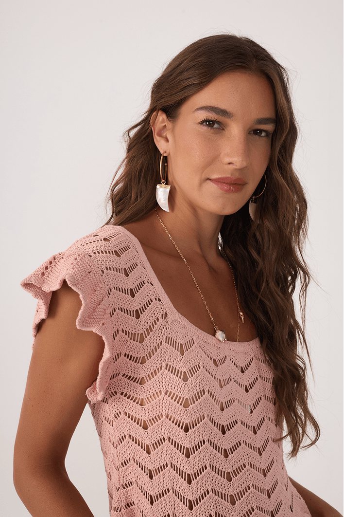 Blusa Crochet Decote Quadrado