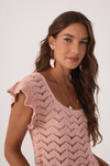 Blusa Crochet Decote Quadrado