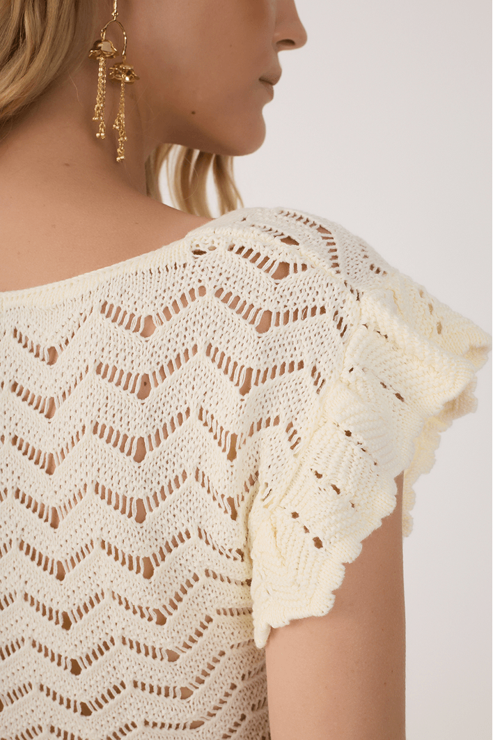 Blusa Crochet Decote Quadrado