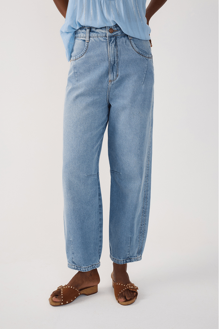 Calça Jeans Barrel Pesponto