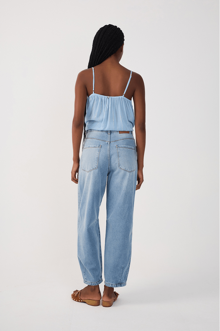 Calça Jeans Barrel Pesponto