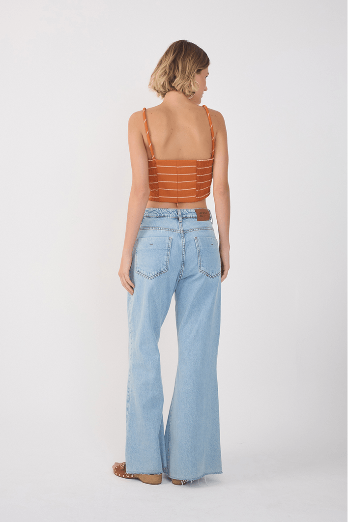 Calça Jeans Fluida Recortes