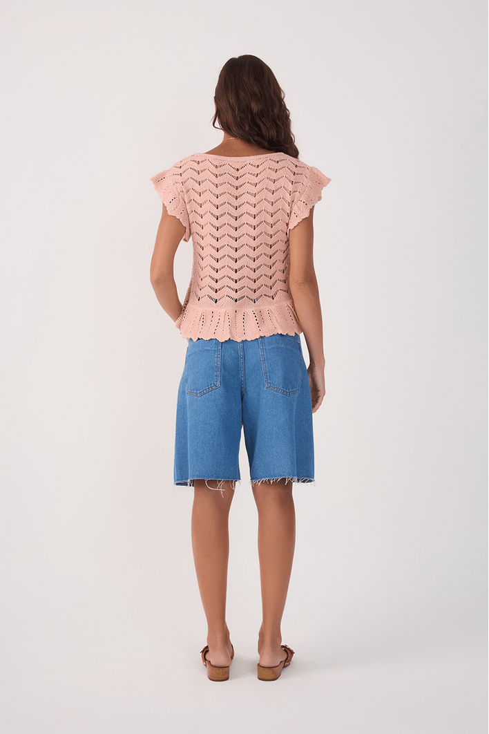 Bermuda Jeans Costura Deslocada