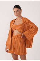 Blusa Linho Listrado Cadarço