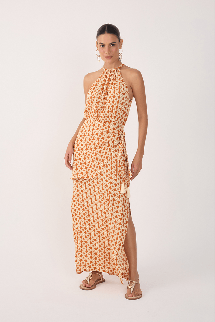Vestido Cropped Crepe Estampa Melissa