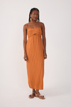 Vestido Cropped Linho Listrado Cadarço