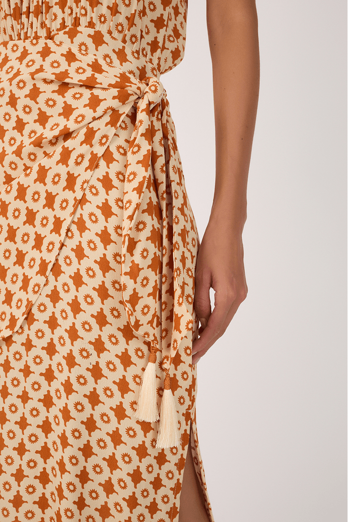 Vestido Cropped Crepe Estampa Melissa