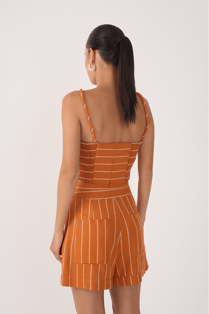 Blusa Linho Listrado Cadarço