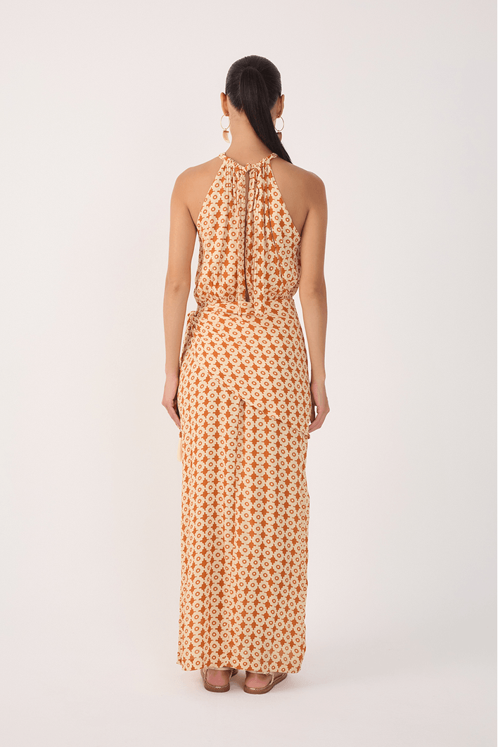 Vestido Cropped Crepe Estampa Melissa