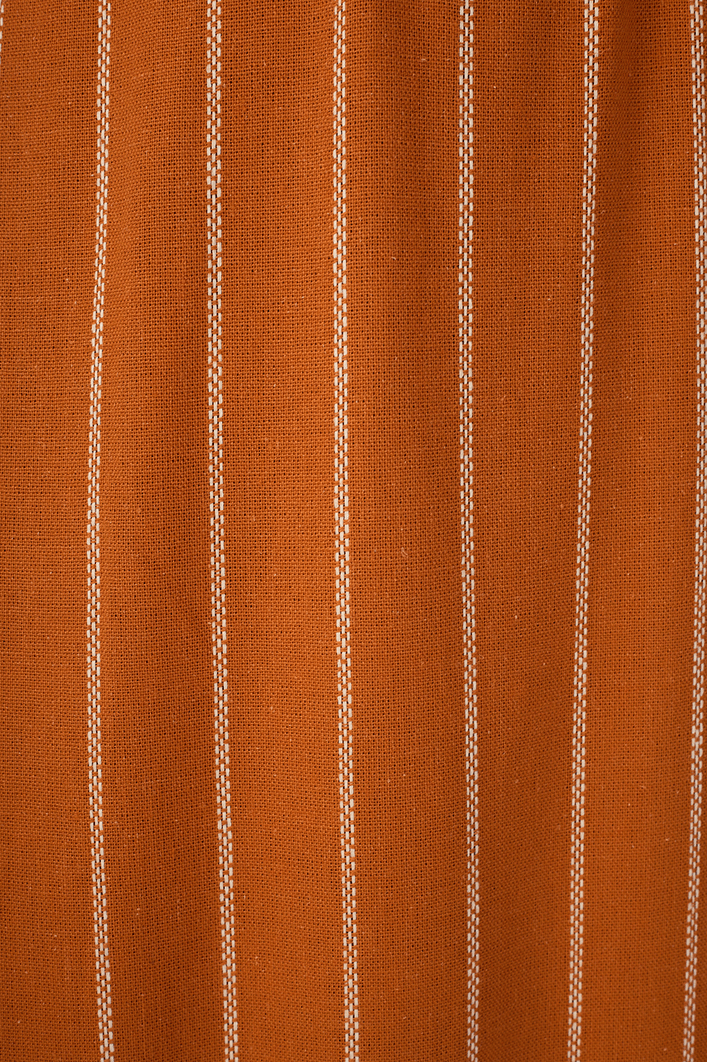 Vestido Cropped Linho Listrado Cadarço