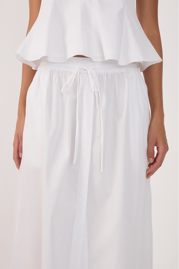 Saia Midi Algodão Fraldada