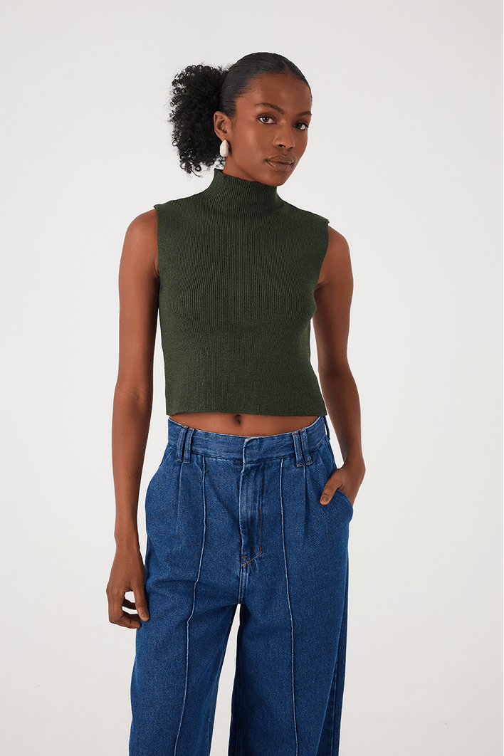Blusa Tricot Gola Alta