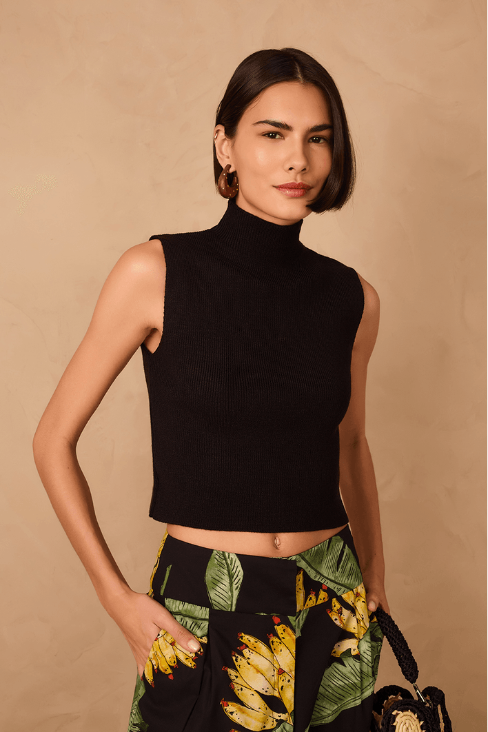 Blusa Tricot Gola Alta