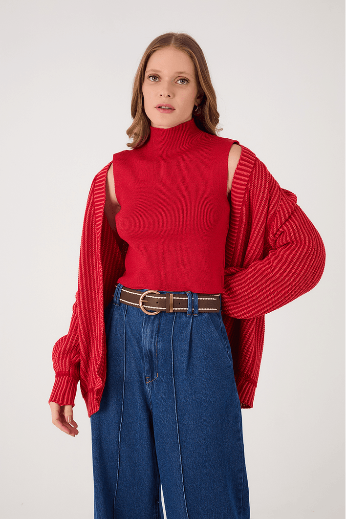 Blusa Tricot Gola Alta