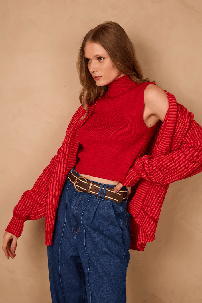 Blusa Tricot Gola Alta