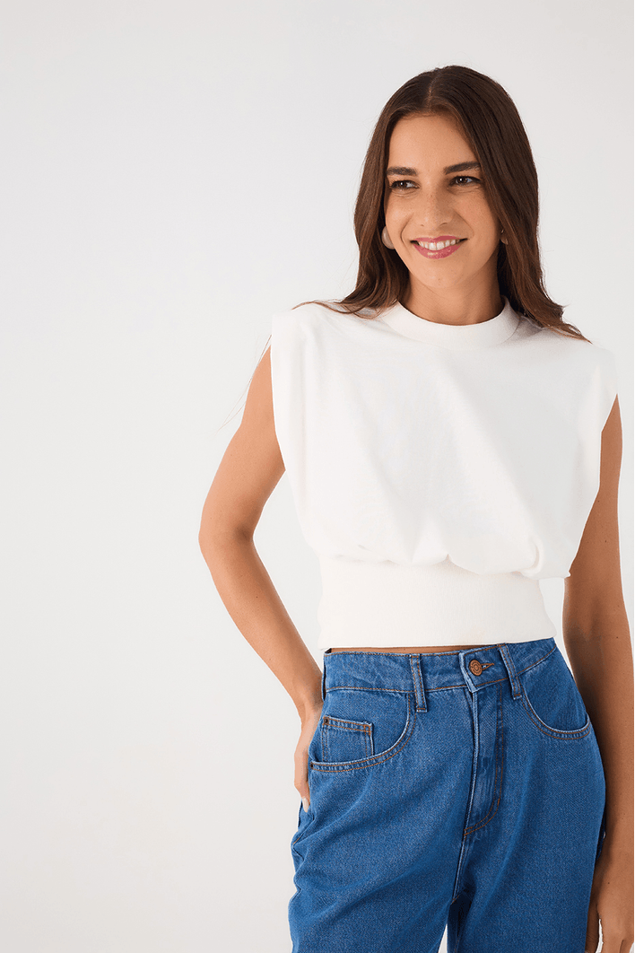 Blusa Malha Com Rib