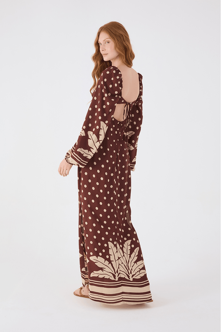 Vestido Cropped Crepe Estampa Palma