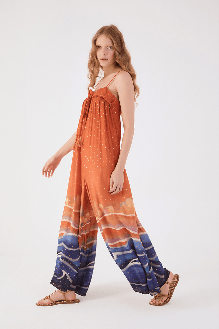 Macacão Lurex Estampa Maré Alta